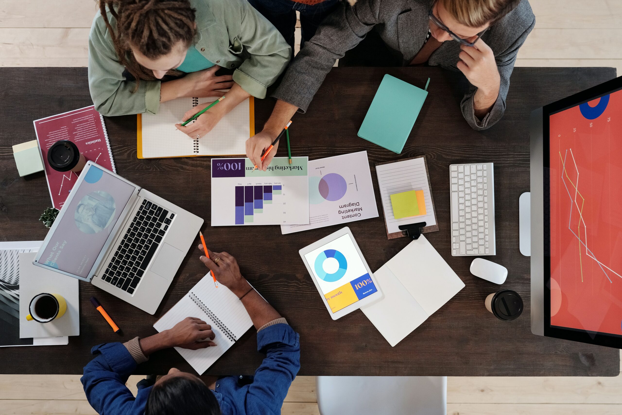 employees at a table