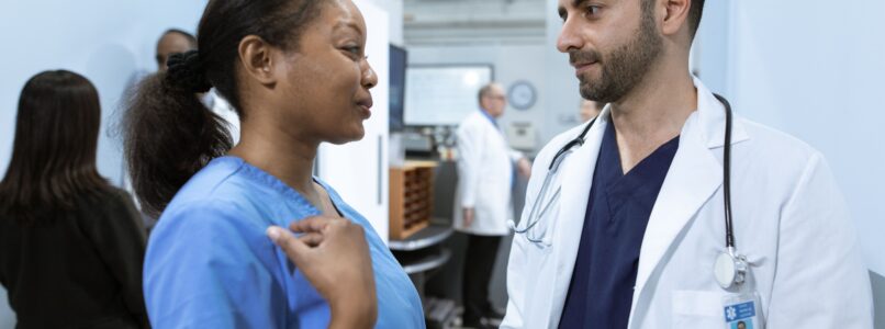 healthcare talent collaborating in a hospital